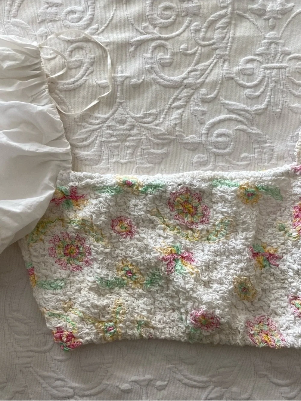 Zara puff sleeve floral crop top